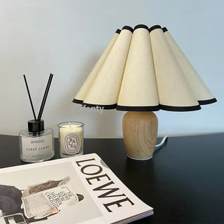 Wooden Table Lamp – Fabric Lampshade, Soft Ambient Light for Living Room