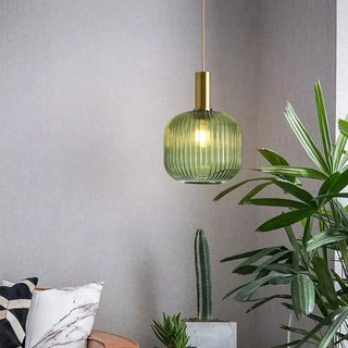 Colorful Suspension Light – Glass Pendant Lamp with Adjustable Height & Gold Base Canopy