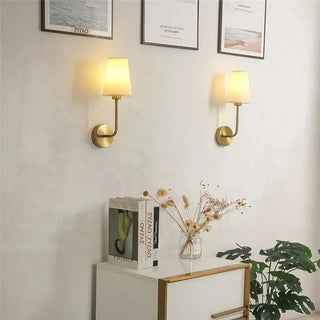 Indoor Wall Sconce – Linen Lampshade Light with Gold Metal Frame | Lumavera Lighting
