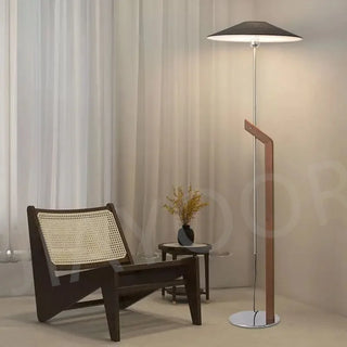 Minimalist Wooden Floor Lamp – Modern LED Lighting With Fabric Lampshade