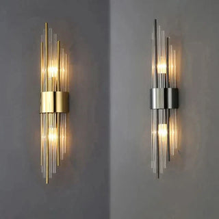 Crystal Wall Light – Rectangular Aluminium Wall Sconce with Warm White LED Bulbs