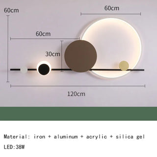 Art Deco Wall Lamp – Geometric Wall Sconce with Black Metal & Acrylic Circle, Warm LED Lighting