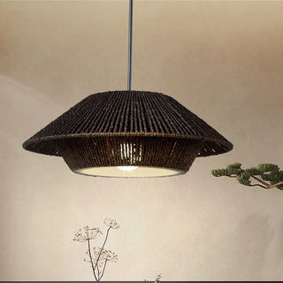 Japanese Pendant Lamp – Handcrafted Braided Metal Shade with Warm Ambient Light