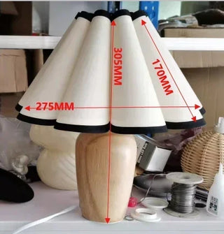 Wooden Table Lamp – Fabric Lampshade, Soft Ambient Light for Living Room