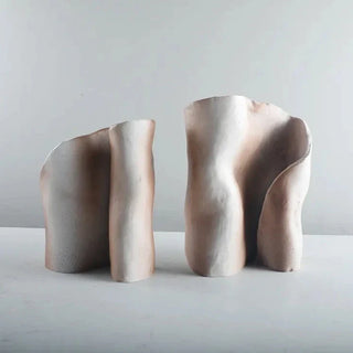 abstract resin sculpture unique crimp design handcrafted modern art decor side view