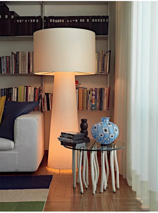 Nordic Fabric Floor Lamp – Scandinavian LED Reading Lamp with Chrome Base