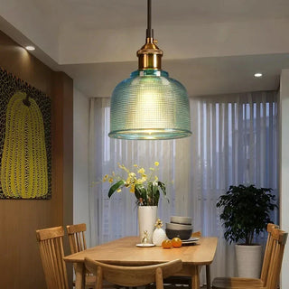Colored Glass Pendant Light – Modern Dining Room Lighting With Amber Shade