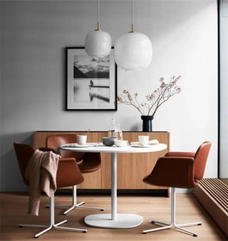 White Glass Pendant Light – Minimalist Kitchen Pendant Lamp with LED Lighting