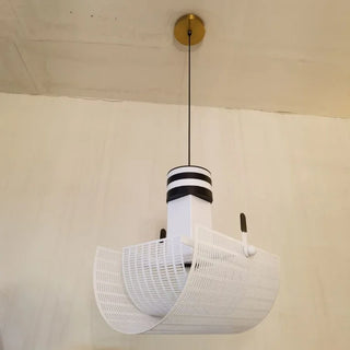 Black White Pendant Lamp – Modern LED Cord Light With Rotary Switch Control