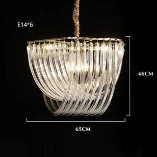 Modern Glass Chandelier – U-Shaped LED Dimmable Ceiling Light for Living Room Lighting