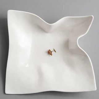 ceramic serving plate earthworks handcrafted porcelain dinnerware large elegant tableware detail
