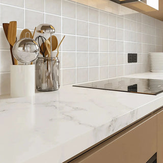 sicily wall tile panels self-adhesive eco-friendly vinyl cream white matte finish close-up