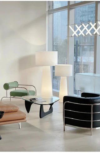 Nordic Fabric Floor Lamp – Scandinavian LED Reading Lamp with Chrome Base