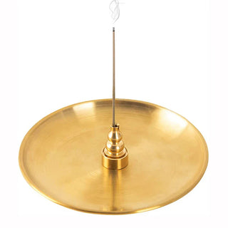 brass incense holder metal tray base 9 holes multiple sticks front view