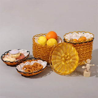 Woven rattan fruit basket