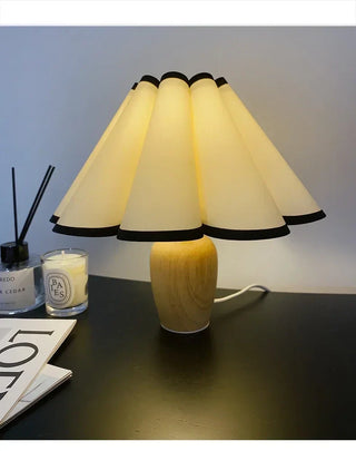 Wooden Table Lamp – Fabric Lampshade, Soft Ambient Light for Living Room