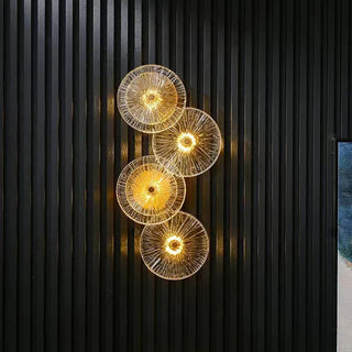 Glass Wall Light – Modern Ribbed Glass Sconce with Integrated LED & Gold Finish