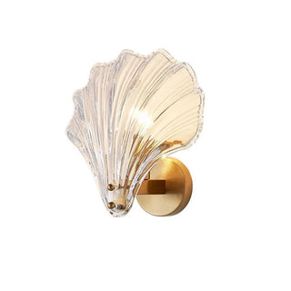 Glass Seashell Wall Sconce – Decorative Lighting With Molded Glass Diffuser & Gold Tone Base