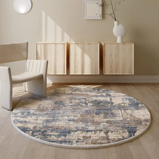 round plush luxury ocean texture carpet soft non slip abstract design front view