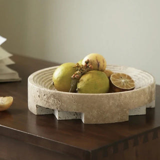 travertine stone tray earthworks luxury handmade bowl style tray set view