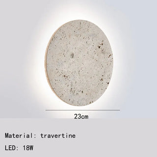 Natural Travertine Wall Sconce - Backlit LED Stone Light With Adjustable Brightness
