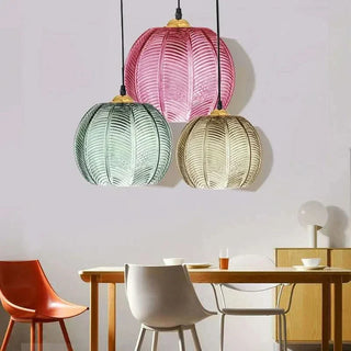 Botanical Pendant Lamp – Modern Glass Lamp With Green Leaf Pendant & Ambient Light