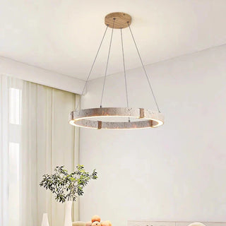Stone Steel Chandelier – Contemporary Dining Room Lighting | Dimmable LED Fixture