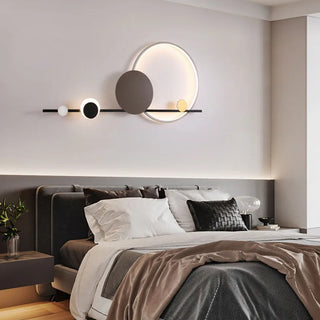 Art Deco Wall Lamp – Geometric Wall Sconce with Black Metal & Acrylic Circle, Warm LED Lighting