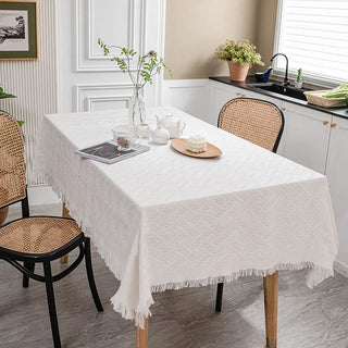 table lace cloth eco polyester tablecloth cover white knitted decor detail