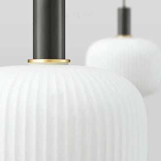 Adjustable Pendant Lamp – Nordic Style Lamp with White Glass Diffuser & Gold Ring