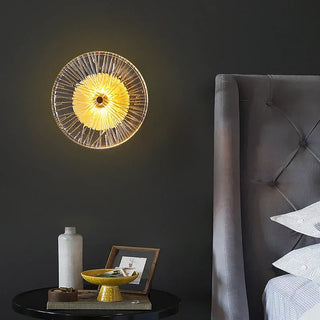 Glass Wall Light – Modern Ribbed Glass Sconce with Integrated LED & Gold Finish