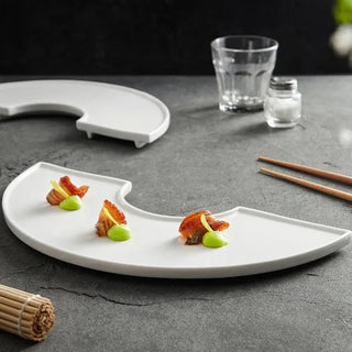 ceramic serving plate earthworks handcrafted tokyo style porcelain dinnerware platter close-up