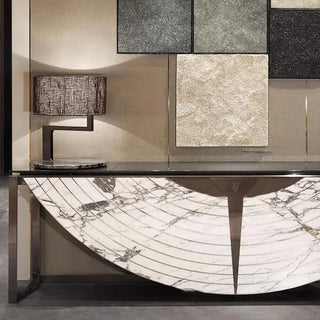 Italian marble Elder lamp front — fabric shade LED design