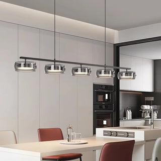 Industrial Ceiling Light – Modern Linear Pendant Light With Smoked Glass Shades