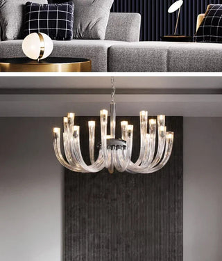 Glass Chandelier – Modern Clear Glass Pendant with Integrated LED Lighting