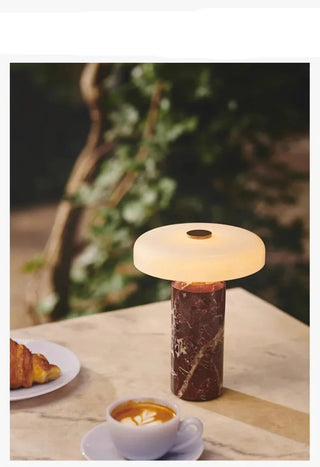 Marble LED Table Lamp – Modern Touch Control Lamp with Frosted Glass Shade