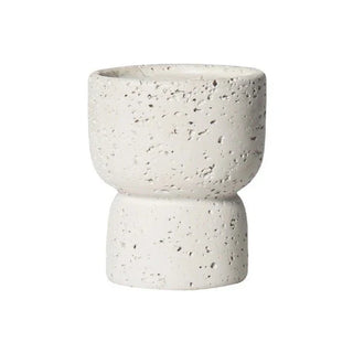 cement candle holder minimalist beige cup handcrafted scandinavian decor front view