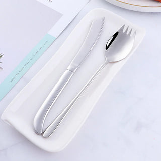 designer cutlery set stainless steel 4 piece spork flatware luxury dining utensils top view
