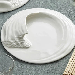 ceramic swirl plate earthworks handcrafted porcelain dinnerware artisan detail