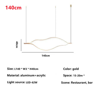 Postmodern Chandelier | Gold Aluminum LED Fixture with Remote Control Lighting