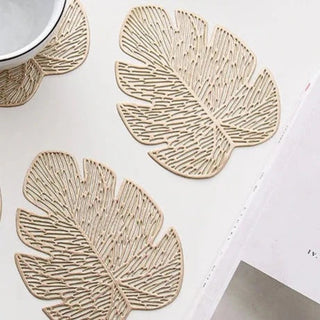 heat insulation placemats leaf design non slip table coasters recycled pvc front view