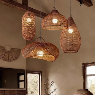 Rattan Pendant Light – Bamboo Woven Lamp with Eco Friendly LED Lighting
