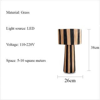 Woven Wicker Floor Lamp – Japanese Style LED Light With Natural Fabric Shade