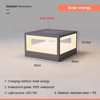 Solar Pillar Lamp – Stainless Steel Outdoor Solar Lighting With Warm White LED