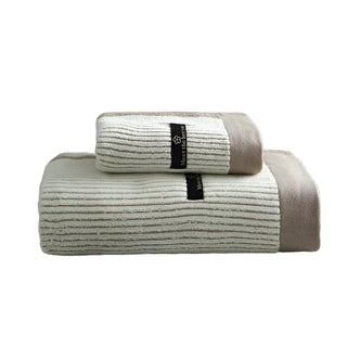 luxury cotton towel set soft absorbent organic cream bath towels fiamma neri front view