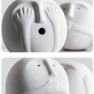 modern minimalist ceramic cartoon figurine decorative ornament close-up