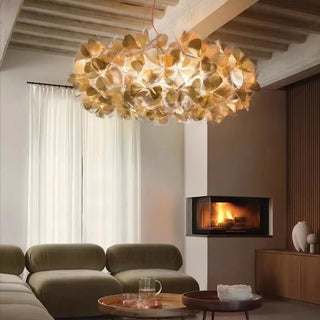 Modern Crystal Chandelier – Luxury Ceiling Light with Gold Lampshade for Living Room