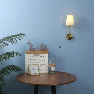 Indoor Wall Sconce – Linen Lampshade Light with Gold Metal Frame | Lumavera Lighting