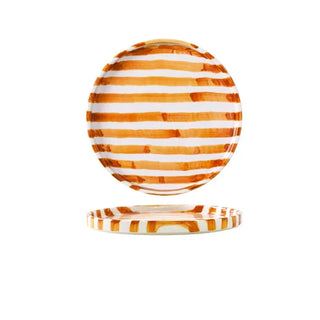 ceramic mug toscana collection hand painted orange striped cup side view