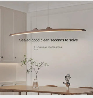 Walnut Pendant Light – Minimalist Dining Room Lighting With Integrated LED Fixture
